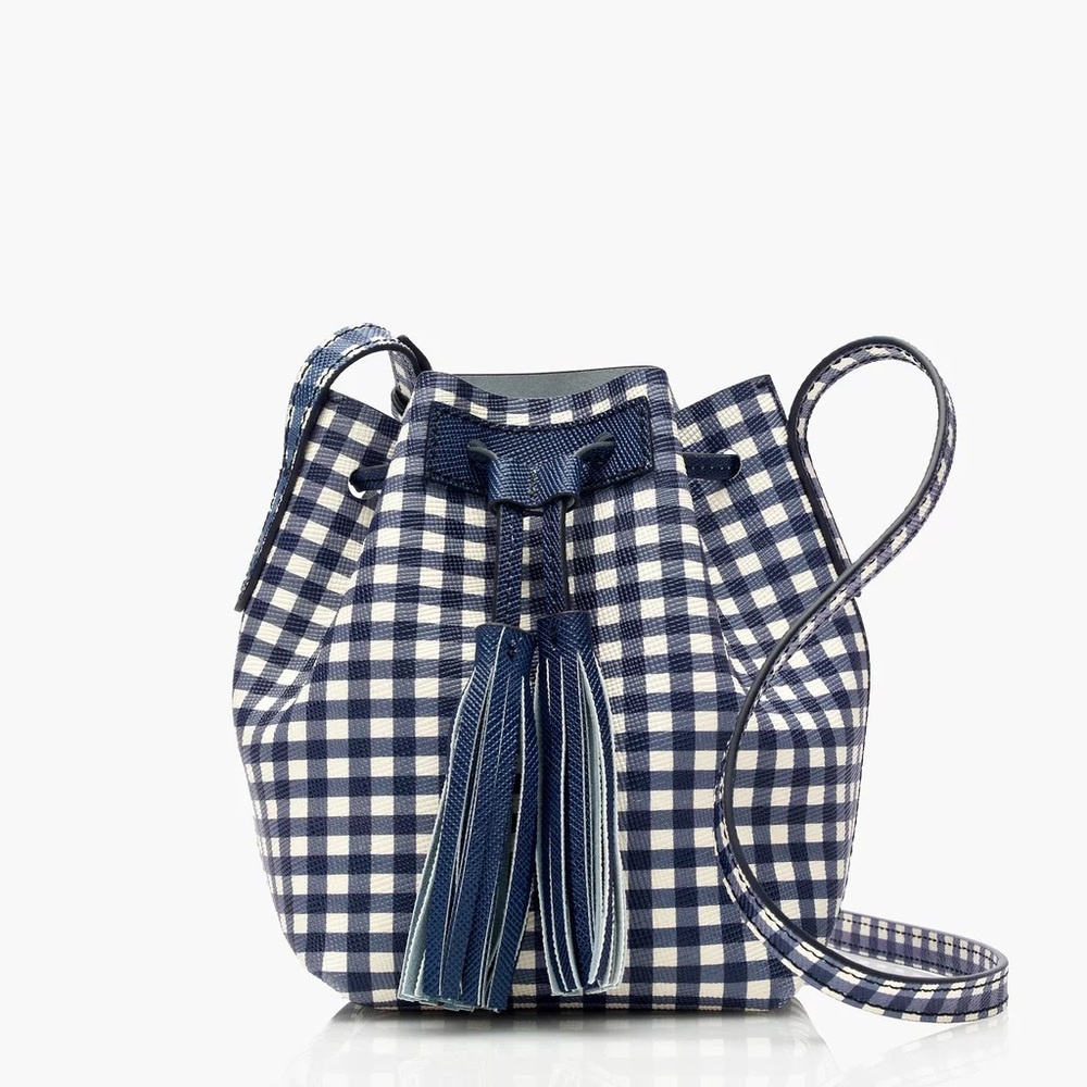 J. Crew Blue and White Checkered Crossbody Bag